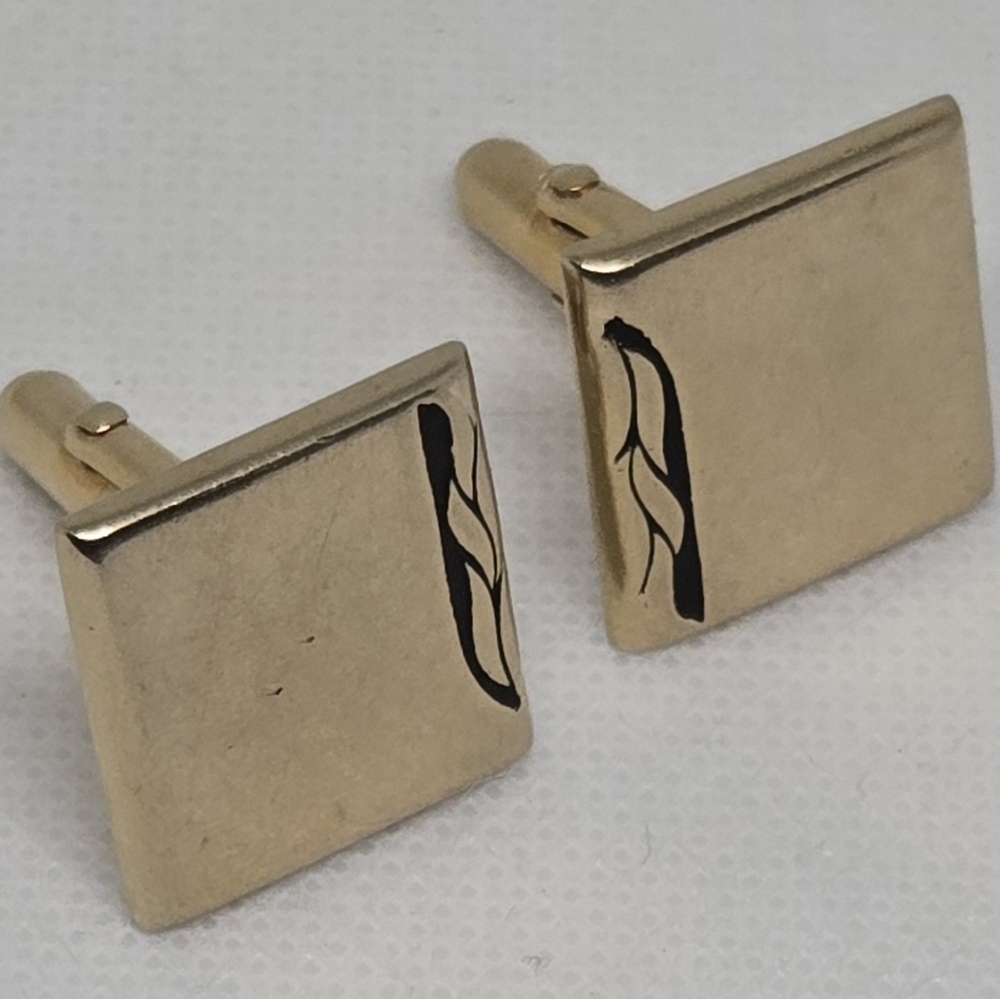 Gold Tone Square Cufflinks Classic Minimal Men’s Formal Jewelry